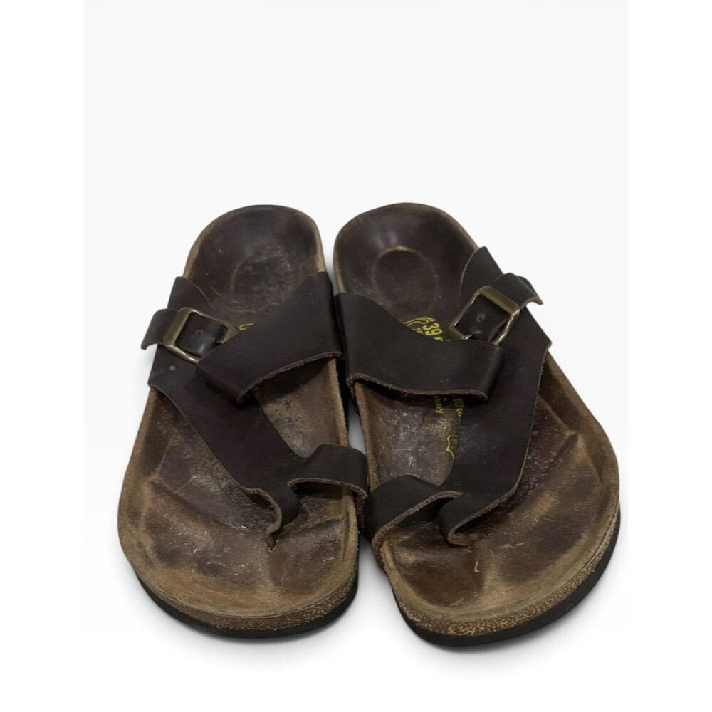 Real Natura Womens Sandals Sz 39 Brown Genuine Leather Adjustable Buckles Cork